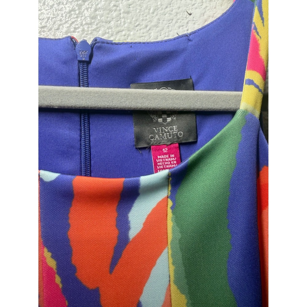 Vince Camuto Multi Color Tropical Leaf Halter Fit Flare Dress size‎ 12 feminine - Picture 3 of 9